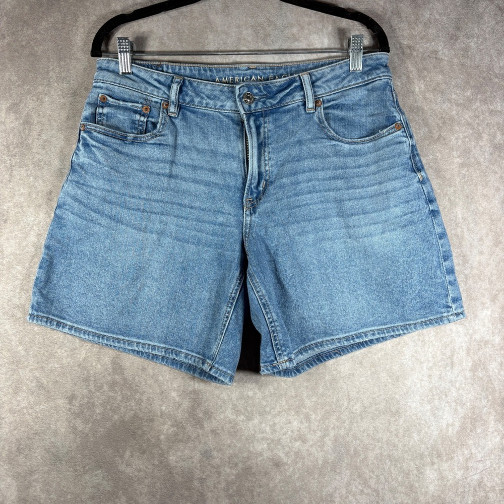 American Eagle Denim Shorts Womens 4 Blue Low-Rise Baggy Short Stretch Beach
